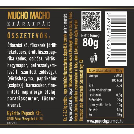 Mucho Macho fémdobozos szárazpác